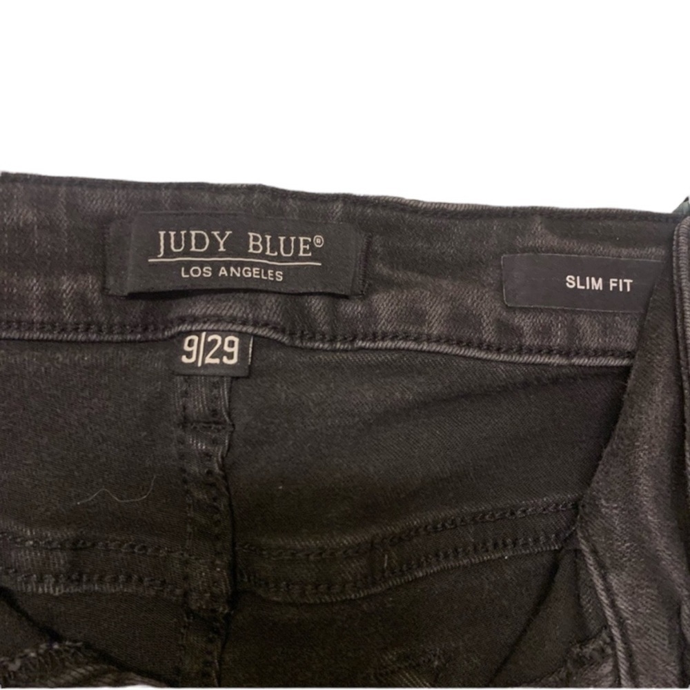 JUDY BLUE Slim Fit Stepped Distressed & Hem Jeans in Black Size 9/29 #JB88137 - Picture 6 of 10